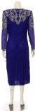 Tea Length Long Sleeves Petal Beaded Formal Dress back in Royal Blue/Silver
