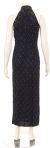 Turtle Neck Beaded Bodice Sequined Formal Dress back