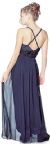 Long Formal Dress with Crossed Back & Beaded Belt  back in Black Nite