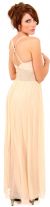 Long Formal Dress with Crossed Back & Beaded Belt  back