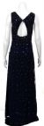 V-neck Sleeveless Full Length Beaded Formal Dress. back