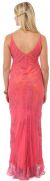 V Neck Beaded Long Formal Evening Dress back