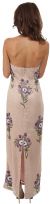 Halter Neck Long Formal Cocktail Dress with Painted Flowers back