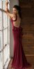 Ruffled Back Fit-n-Flare Long Formal Evening Jersey Dress back