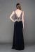 V-Neck Mesh Bejeweled Bodice Long Prom Pageant Dress back