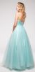 V-Neck Satin Bodice Puffy Mesh Skirt Formal Prom Dress back
