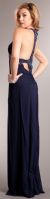 Plunging Neckline Formal Prom Dress with Bejeweled Back back