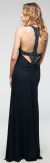 Plunging Neckline Formal Prom Dress with Bejeweled Back back in Navy
