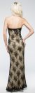 Strapless Floral Mesh Beaded Long Formal Evening Dress  back in Black