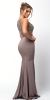 Sleeveless Beaded Top High Neck Long Prom Dress back in Mocha