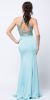 Beaded Halter Mesh Top Flared Skirt Long Prom Dress back