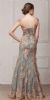 V-Neck Floral Embellishments Mesh Long Prom Pageant Dress back