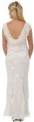 Cowl Neck Sequined Long Formal Dress with Floral Beading back