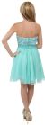 Strapless Flowered Sequined Short Dress back in Aqua/Multi