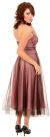 Strapless Ruched Medium Length Mesh Formal Dress back
