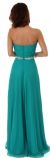 Strapless Pleated Bust Floor Length Formal Prom Dress back