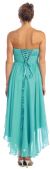 Strapless Floral Accent High Low Cocktail Party Dress  back