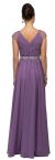 V-Neck Pleated Jewels Waist Long Formal Bridesmaid Dress back
