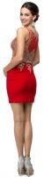 Brocade Beaded Lace Bodice Fitted Short Prom Party Dress back