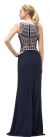 Bejeweled Top Sheer Waist Floor length Prom Dress back