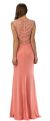 Jewel Accents Sheer Back & Neck Long Formal Prom Dress back