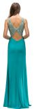 Boat Neck Jewel Mesh Top Long Formal Prom Dress back
