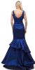 V-neck Lace Bodice Layered Skirt Formal Long Prom Dress back