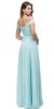 Cold Shoulder Beaded Waist Long Bridesmaid Prom Dress back in Aqua
