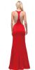 Embellished Mesh Accent Racerback Long Evening Prom Dress back in Red