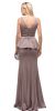 Deep V-Neck Peplum Bodice Long Formal Prom Dress back
