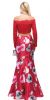 Off-the-Shoulder Lace Top Floral Skirt Two Piece Prom Dress back