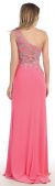 One Shoulder Web Beaded Pattern Long Prom Pageant Dress back