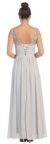 V-Neck Bejeweled Bust & Shoulders Long Formal Evening Dress back in Silver