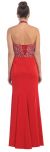 Halter Neck Rhinestones Bust Flared Skirt Long Prom Dress back