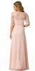 Round Neck Half Sleeves Floral Mesh Long Bridesmaid Dress back