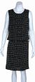Round Neck Sleeveless Sequined Blouse and Straight Skirt in Black/Silver