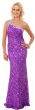 Main image of One Shoulder Bare Back Sequined Long Formal Prom Dress