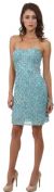 Strapless Sweetheart Neck Short Beaded Prom Dress  in Turquoise