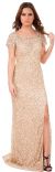 Main image of Short Sleeves Cutout Back Long Sequined Formal Prom Dress