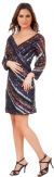 Main image of V-neck Diagonal Sequins Pattern Party Prom Dress