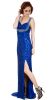 Broad Straps Front Slit Sequined Long Formal Prom Dress in Royal Blue
