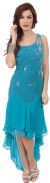 Artistic Mesh Back Beaded Party Dress with Asymmetric skirt in alternative picture