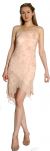 Knee Length Beaded Cocktail Party Dress with Asymmetric Hem in Peach
