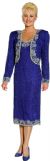 Main image of Tea Length Sequined Formal Dress with Matching Jacket 
