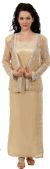 2 piece Beaded Formal Dress and Jacket in Taupe