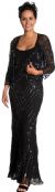 Artistic Sequined Pattern Formal Dress with Jacket in Black color
