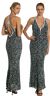 V-Top Fully Beaded Formal Dress in Black/White color