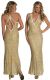 V-Top Fully Beaded Formal Dress in Gold color