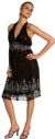 Halter Neck Silk Beaded Cocktail Dress in Black