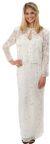 Main image of Floral Spaghetti Beaded Evening Dress with Jacket